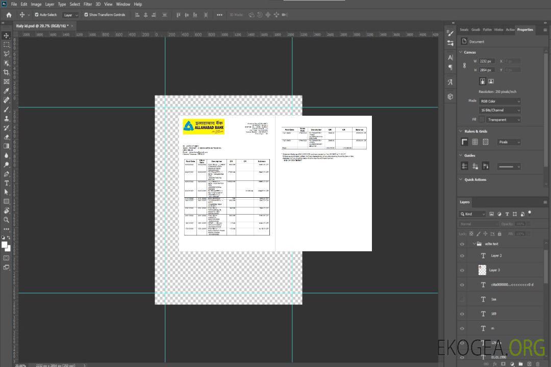 Inde Allahabad Bank relevé 2 pages template
